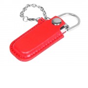 Флешка в массивном корпусе с кожаным чехлом, 32 Гб, красный