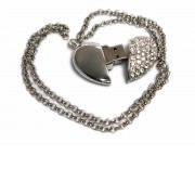 USB-флешка на 32 Гб в виде Сердца с кристаллами, серебро