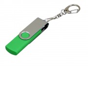 Флешка с  поворотным механизмом, c дополнительным разъемом Micro USB, 32 Гб, зеленый