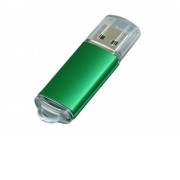 Флешка промо прямоугольной формы  c прозрачным колпачком, 64 Гб, зеленый