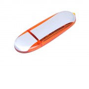 Флешка промо овальной формы, 4 Гб, серебристый/оранжевый