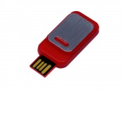 USB-флешка промо на 16 Гб прямоугольной формы, выдвижной механизм, красный