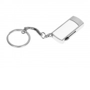 Флешка прямоугольной формы, выдвижной механизм с мини чипом, 16 Гб, белый/серебристый