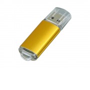 Флешка промо прямоугольной формы  c прозрачным колпачком, 16 Гб, золотистый