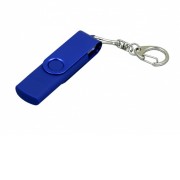 Флешка с поворотным механизмом, c дополнительным разъемом Micro USB, 32 Гб, синий