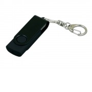 Флешка промо поворотный механизм, с однотонным металлическим клипом, 32 Гб, черный