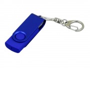 Флешка промо поворотный механизм, с однотонным металлическим клипом, 32 Гб, синий
