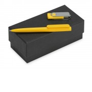 Подарочный набор Qumbo с ручкой и флешкой, желтый