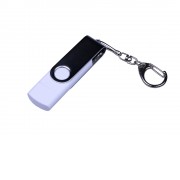USB-флешка на 32 Гб поворотный механизм, c двумя дополнительными разъемами MicroUSB и TypeC, белый