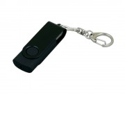 Флешка 3.0 промо поворотный механизм, с однотонным металлическим клипом, 128 Гб, черный