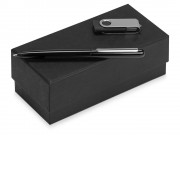 Подарочный набор Skate Mirro с ручкой для зеркальной гравировки и флешкой, черный