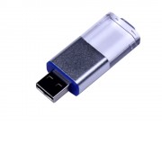 USB-флешка промо на 16 Гб прямоугольной формы, выдвижной механизм, синий