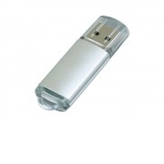 Флешка промо прямоугольной формы  c прозрачным колпачком, 16 Гб, серебристый