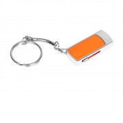 Флешка прямоугольной формы, выдвижной механизм с мини чипом, 8 Гб, оранжевый/серебристый