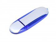 Флешка промо овальной формы, 32 Гб, серебристый/синий