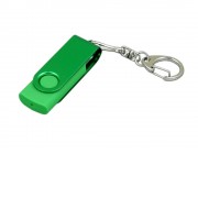Флешка промо поворотный механизм, с однотонным металлическим клипом, 8 Гб, зеленый