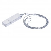 Флешка прямоугольной формы в виде металлического слитка, 64 Гб, серебристый