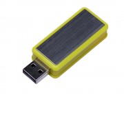 USB-флешка промо на 16 Гб прямоугольной формы, выдвижной механизм, желтый