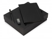 Подарочный набор Q-edge с флешкой, ручкой-подставкой и блокнотом А5, черный