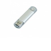 USB-флешка на 16 Гб.c дополнительным разъемом Micro USB, серебро