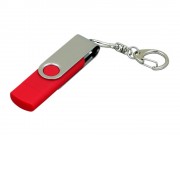 Флешка с  поворотным механизмом, c дополнительным разъемом Micro USB, 32 Гб, красный