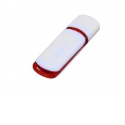 Флешка промо прямоугольной классической формы с цветными вставками, 8 Гб, белый/красный