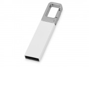 Флеш-карта USB 2.0 16 Gb с карабином Hook, белый/серебристый