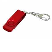 Флешка промо поворотный механизм, с однотонным металлическим клипом, 64 Гб, красный