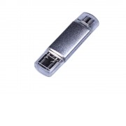 USB-флешка на 16 Гб c двумя дополнительными разъемами MicroUSB и TypeC, серебро