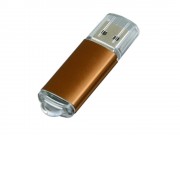 Флешка промо прямоугольной формы  c прозрачным колпачком, 16 Гб, коричневый