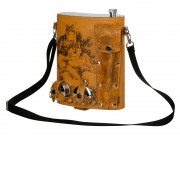 Набор Подарочный: фляга 511/2 (рыжая кожа), 2л+2 стаканчика+2 вилки