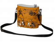 Набор Подарочный: фляга 510/2(рыжая кожа), 1,5 л+ 2 стаканчика+нож