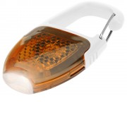 Брелок - фонарик с отражателем и карабином, оранжевый/белый