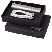 Подарочный набор Scout с многофункциональным ножом и фонариком, серебристый