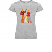 Футболка Бременские музыканты женская, серый меланж