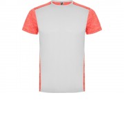 Спортивная футболка Zolder мужская, белый/меланжевый неоновый коралловый