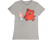 Футболка Винни-Пух женская, серый меланж