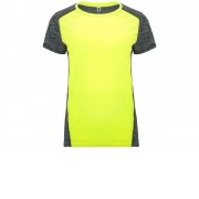 Спортивная футболка Zolder женская, неоновый желтый/меланжевый черный