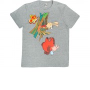 Футболка Винни-Пух мужская, серый меланж