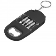 Брелок-открывалка с отвертками и фонариком Uni, софт-тач, черный