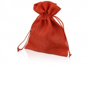 Мешочек подарочный, искусственный лен, средний, красный