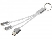 Кабель для зарядки Metal 3-в-1 с брелоком, серый
