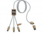 Кабель для зарядки 5-в-1 SCX.design C49 - Светло-коричневый с белой подсветкой