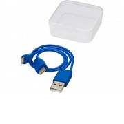 Двусторонний кабель для зарядки Ario 3-в-1 в тканевой оплетке, синий