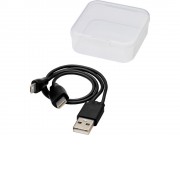 Двусторонний кабель для зарядки Ario 3-в-1 в тканевой оплетке, черный