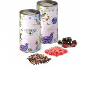 Подарочный набор с чаем, леденцами и вишней в шоколаде в тубусе