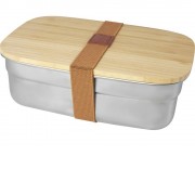Tite Контейнер для обеда из нержавеющей стали с бамбуковой крышкой, серебристый