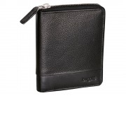 Кошелек BUGATTI Atlanta, на молнии, чёрный, натуральная воловья кожа, 10,5х2х13 см
