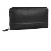 Кошелёк BUGATTI Atlanta, на молнии, чёрный, натуральная воловья кожа, 19,5х2,5х10,5 см