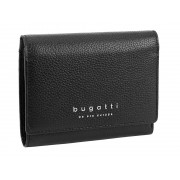 Кошелёк женский BUGATTI Linda, чёрный, натуральная воловья кожа, 12х3х9,5 см